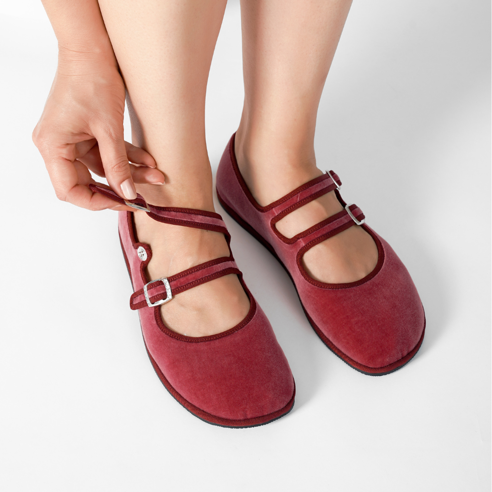 Mary Jane Pink Petal – Burgundy